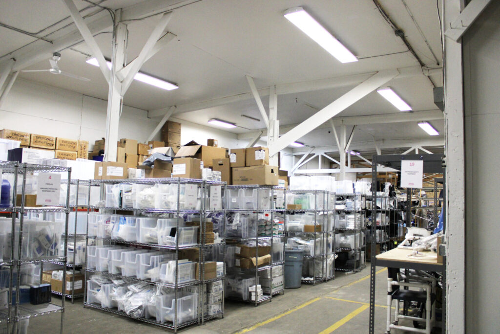 Owen's Outfitters warehouse after being repainted through Habitat's Neighborhood Revitalization program.